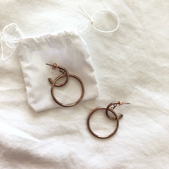 Antiques rose gold dangle hoop earrings
